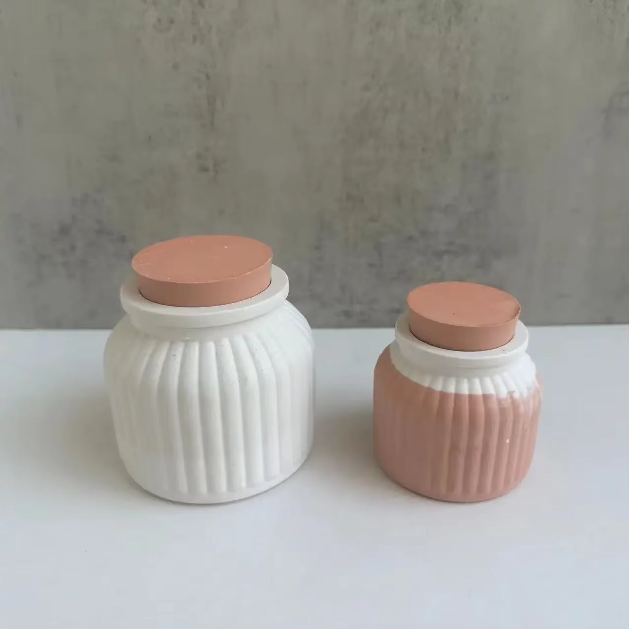 Round Stripe Flowerpot Silicone Mold DIY Glue Cement Plaster Storage Box Mold Candle Jar Casting Mold Epoxy Resin Craft Molds