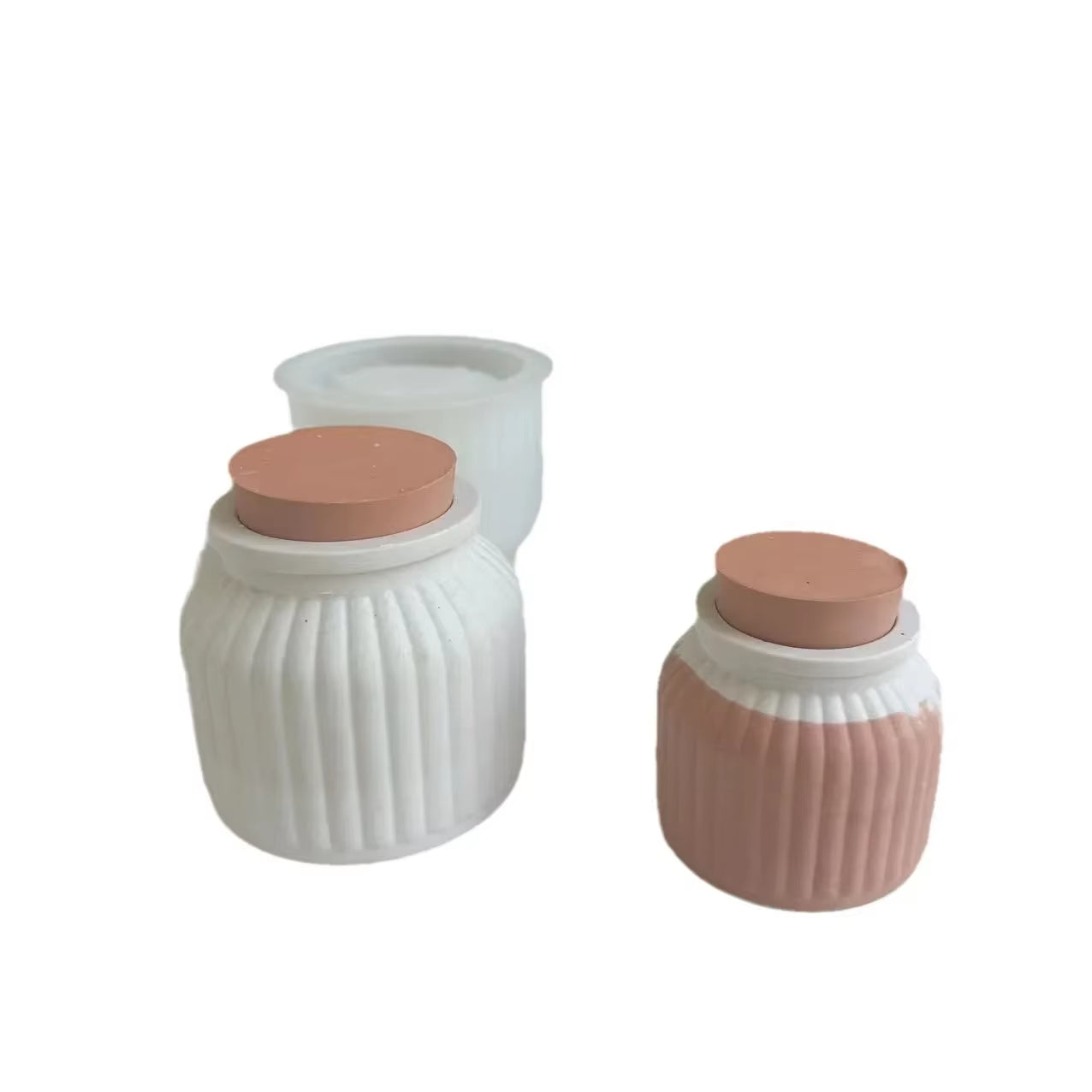 Round Stripe Flowerpot Silicone Mold DIY Glue Cement Plaster Storage Box Mold Candle Jar Casting Mold Epoxy Resin Craft Molds